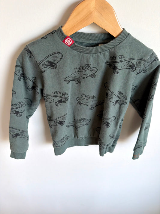 Skateboard Flip Green Sweater / 4T