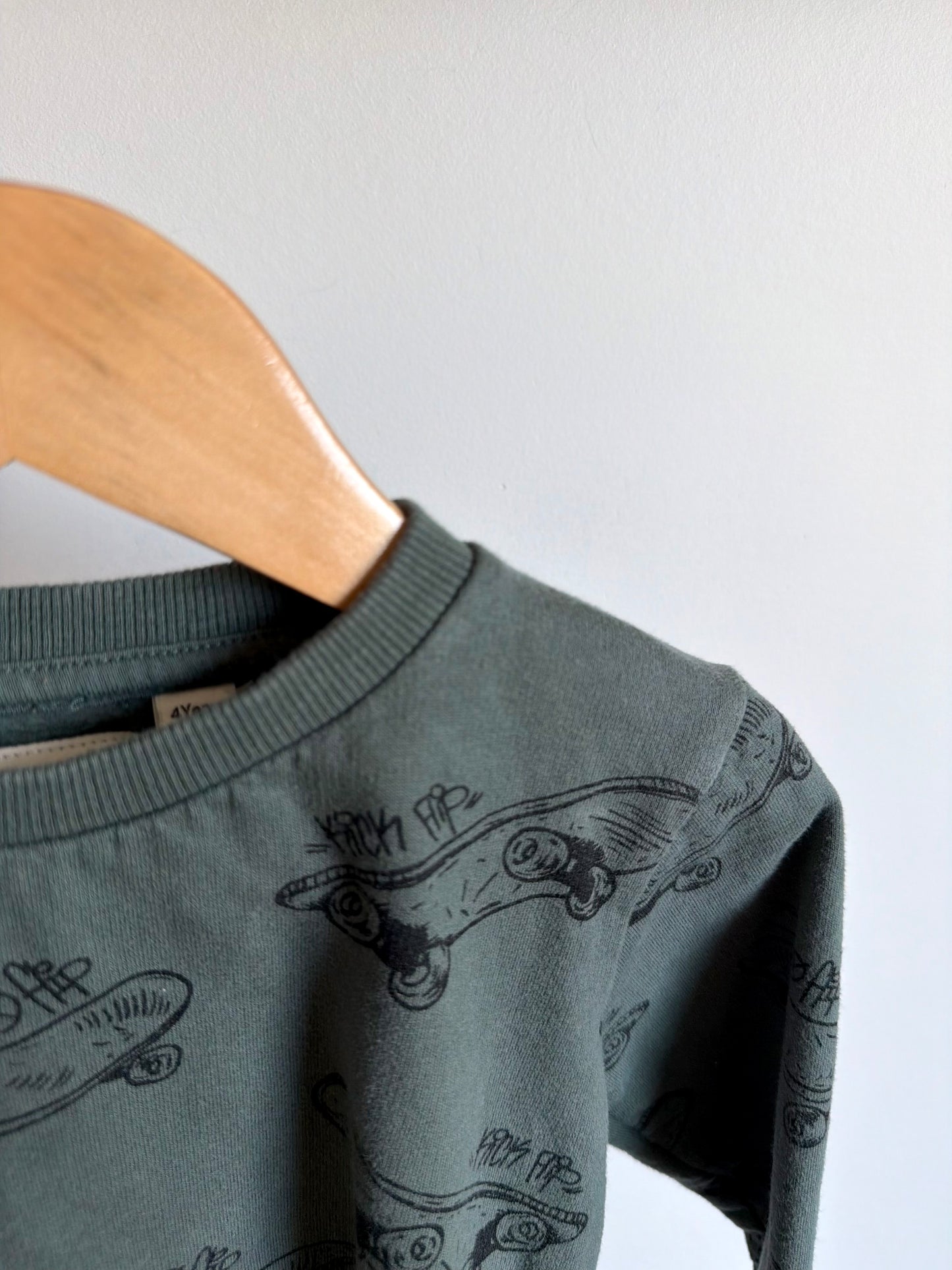 Skateboard Flip Green Sweater / 4T