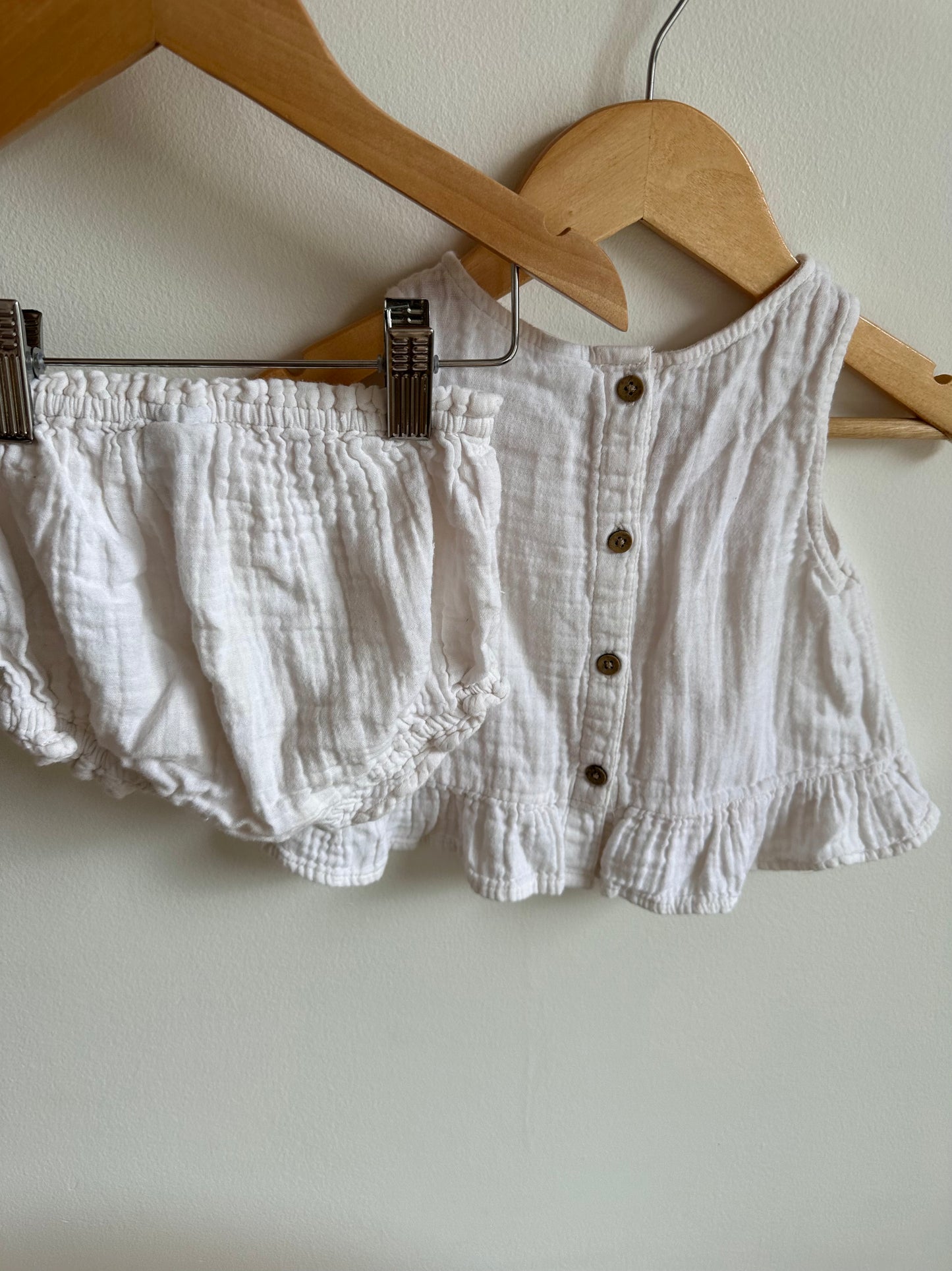 White Muslin Tank + Bottoms / 12-18m