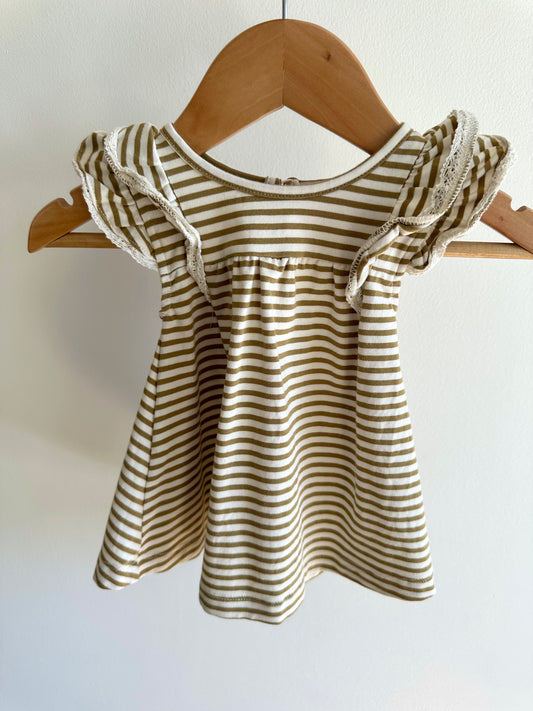 Quincy Mae Striped Ruffle Dress / 3-6m