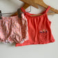 Coral Tank + Floral Shorts Set / 12m