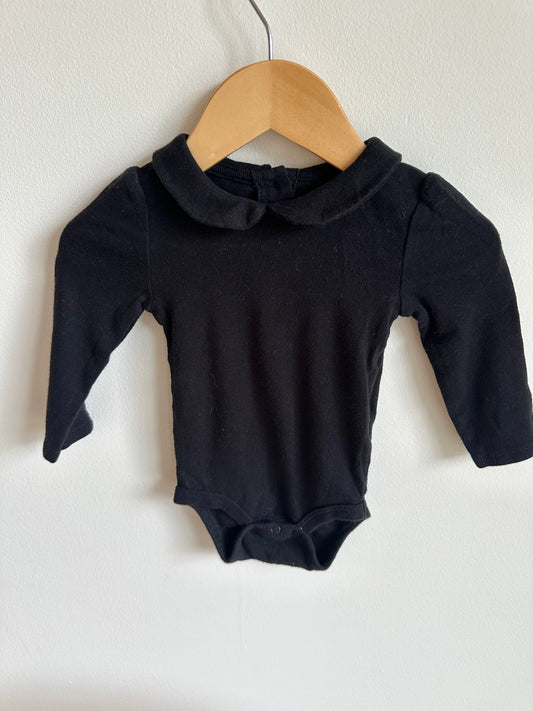 Black Bodysuit Scallop Collar / 6-12m