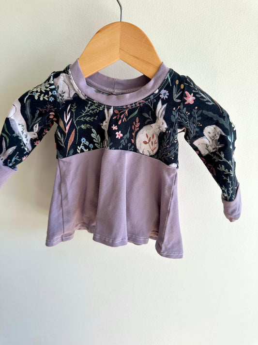 Grow with Me Purple Bunny Long Sleeve Top / 3-6m