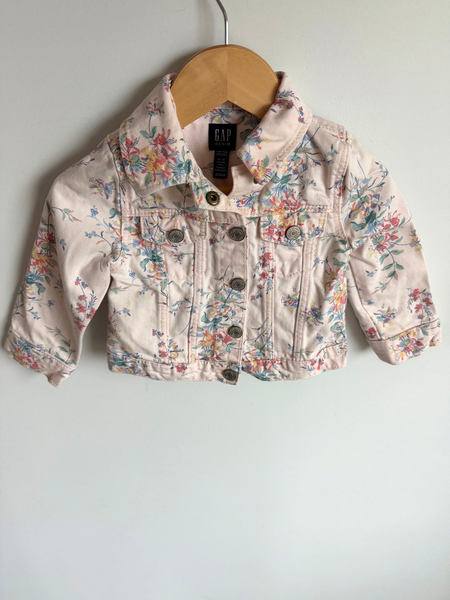 Gap Floral Cream Denim Jacket / 18-24m