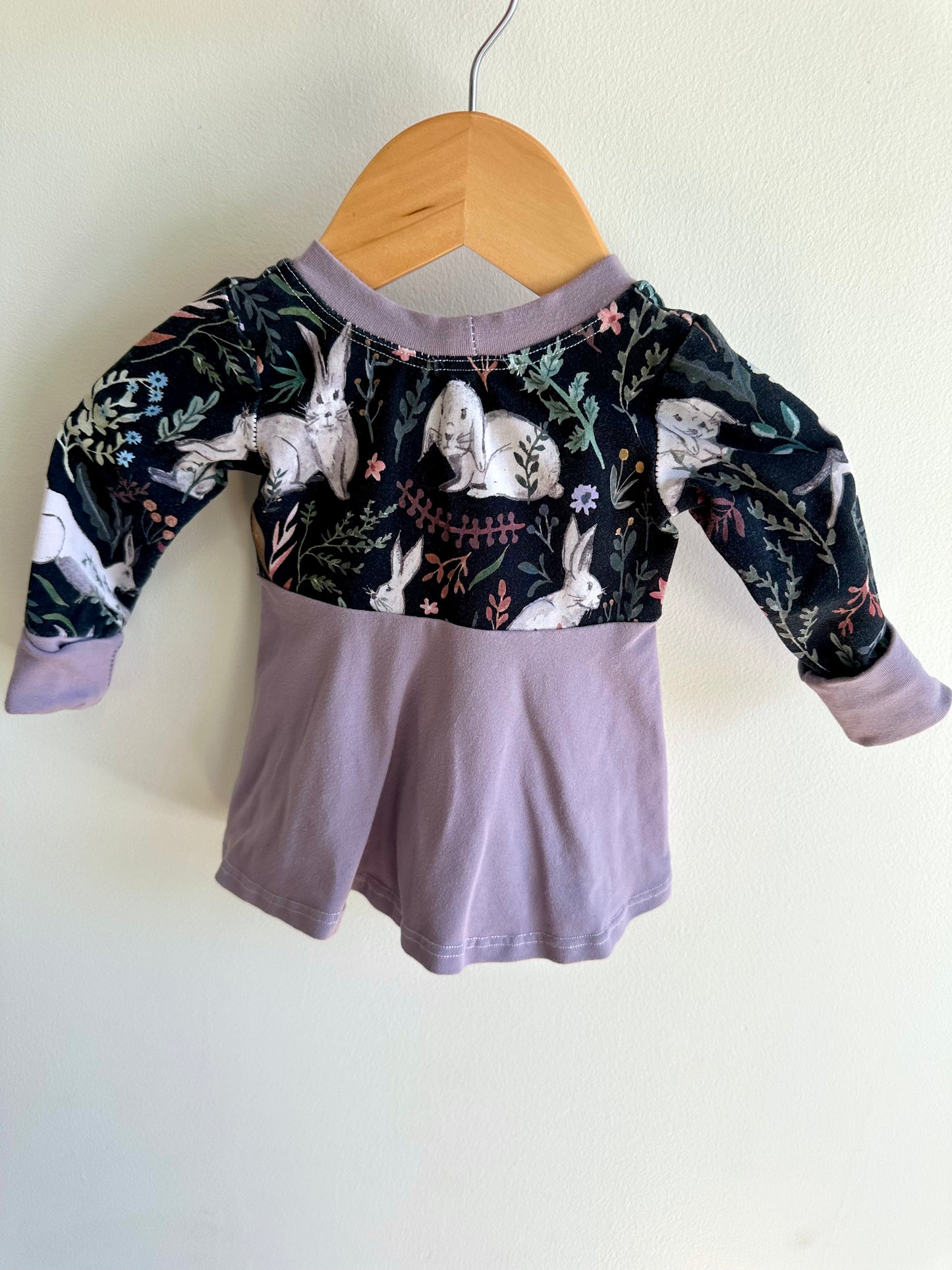 Grow with Me Purple Bunny Long Sleeve Top / 3-6m
