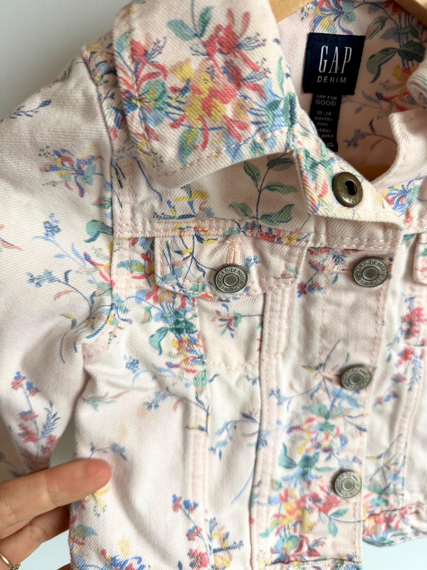 Gap Floral Cream Denim Jacket / 18-24m