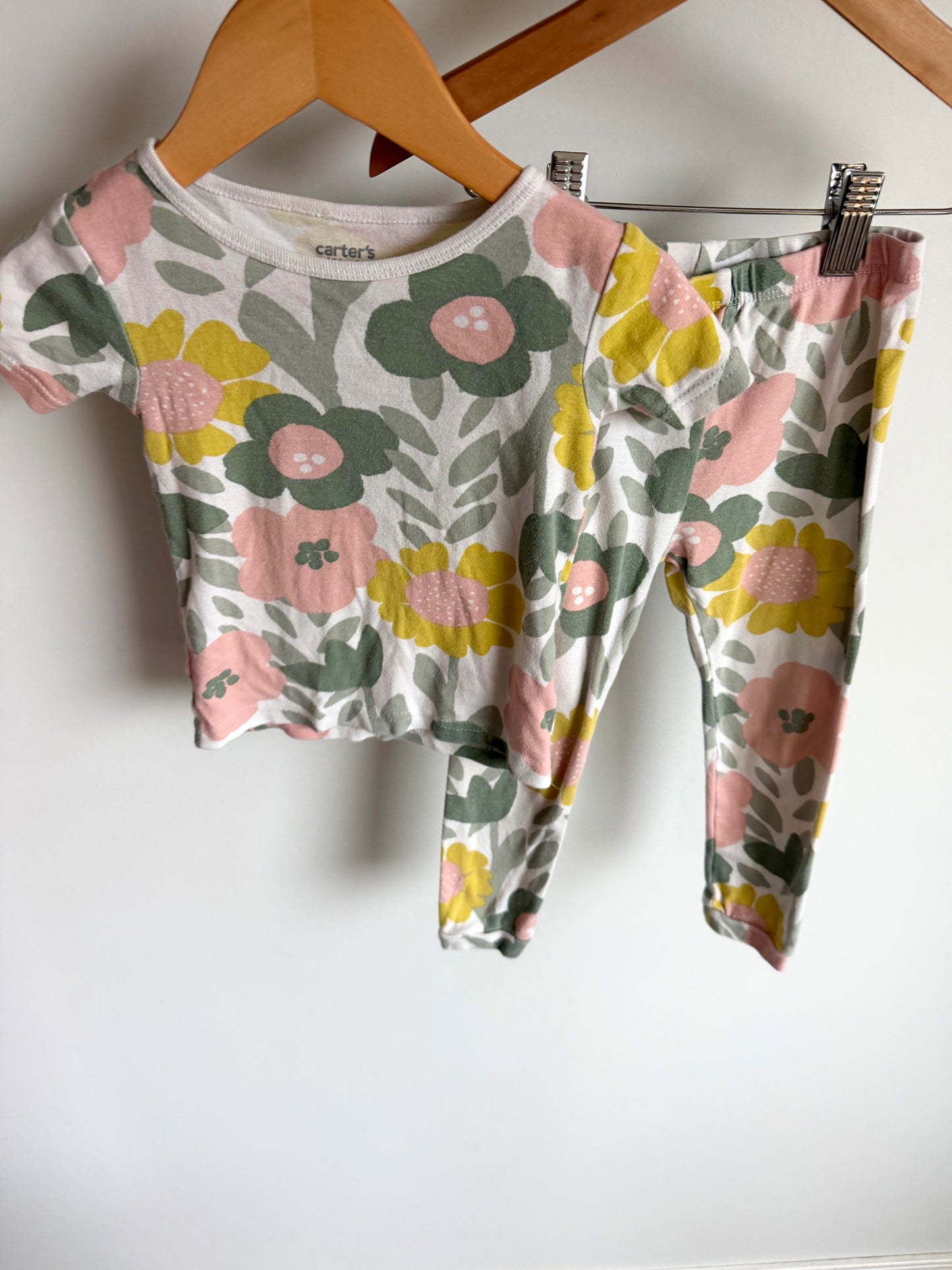 White Floral T-Shirt PJ Set / 24m
