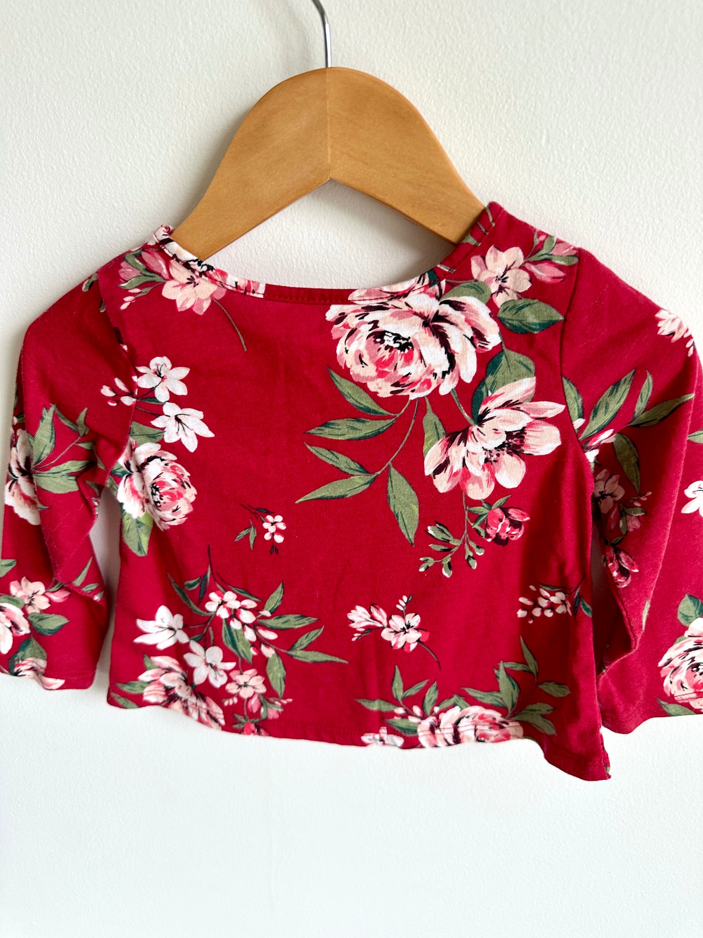 Red Floral Long Sleeve Top / 12-18m