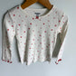 Floral Red Wavy Hem White Top / 3T