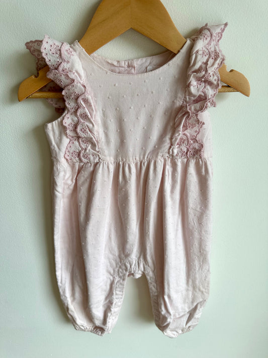 Pink Ruffle Sleeve Jumpsuit / 12-18m