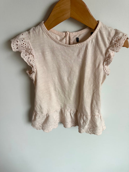 Pink Frill Sleeve T-Shirt / 3T