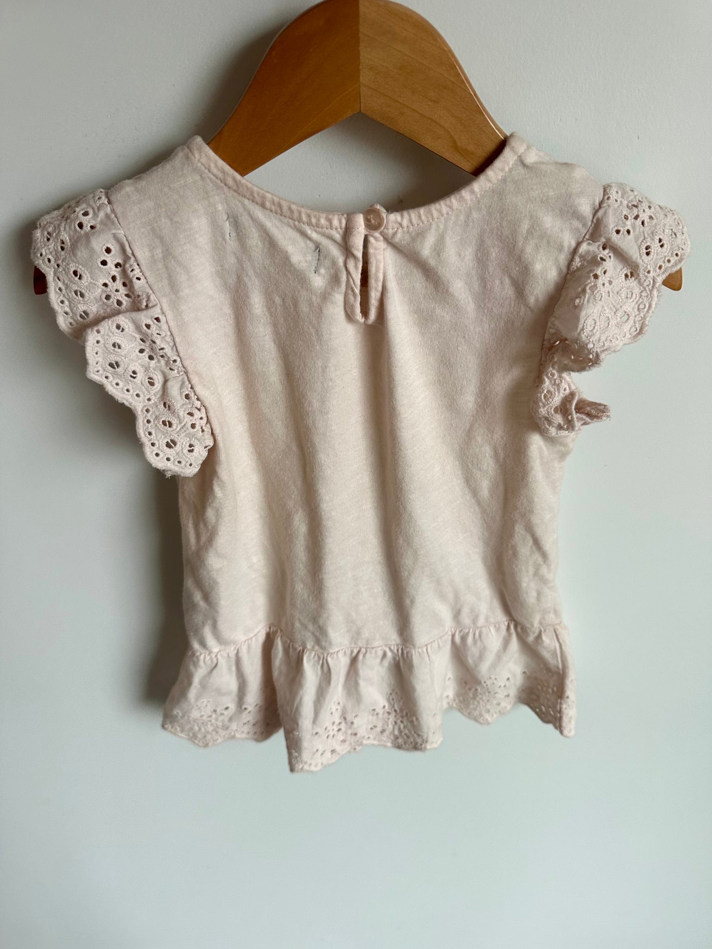 Pink Frill Sleeve T-Shirt / 3T