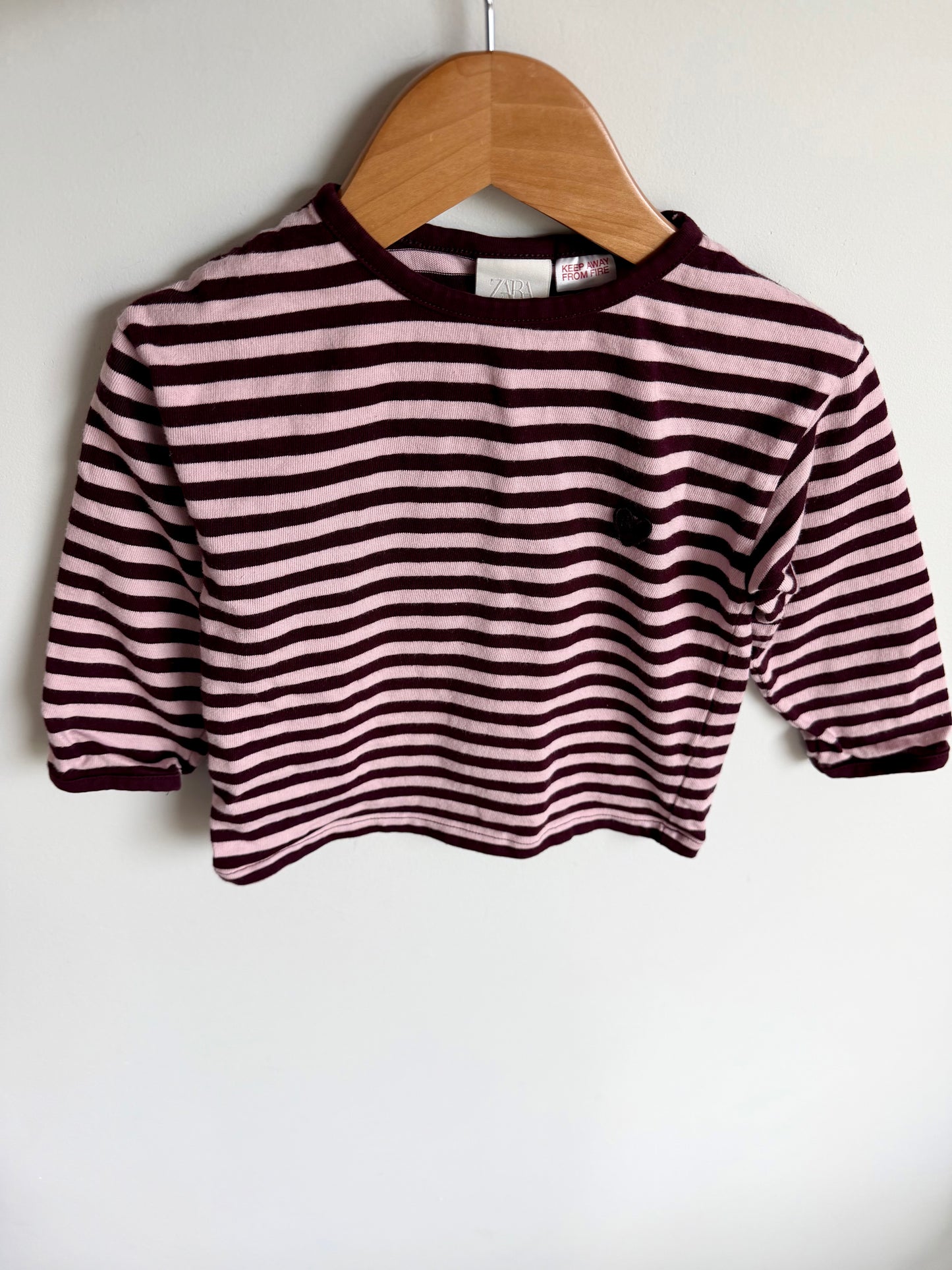 Plum Striped Heart Top / 2T