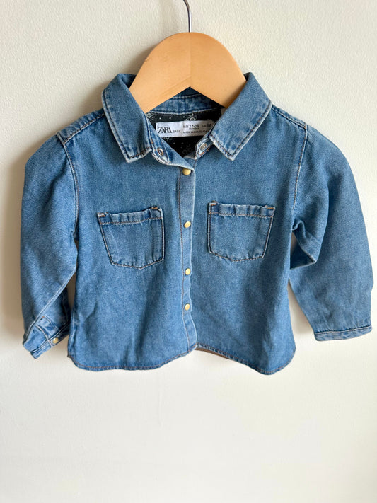 Zara Denim Like Snap Top / 12-18m