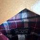 Maroon Plaid Button Up Top / 3T