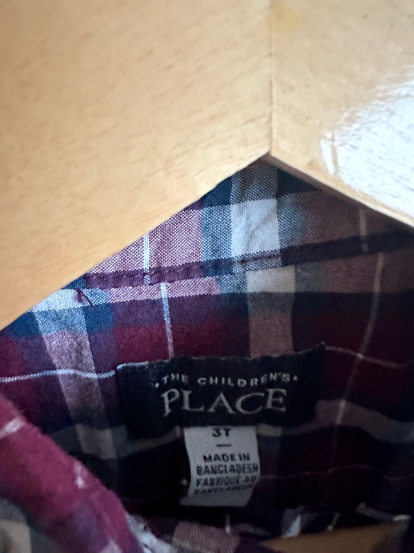 Maroon Plaid Button Up Top / 3T