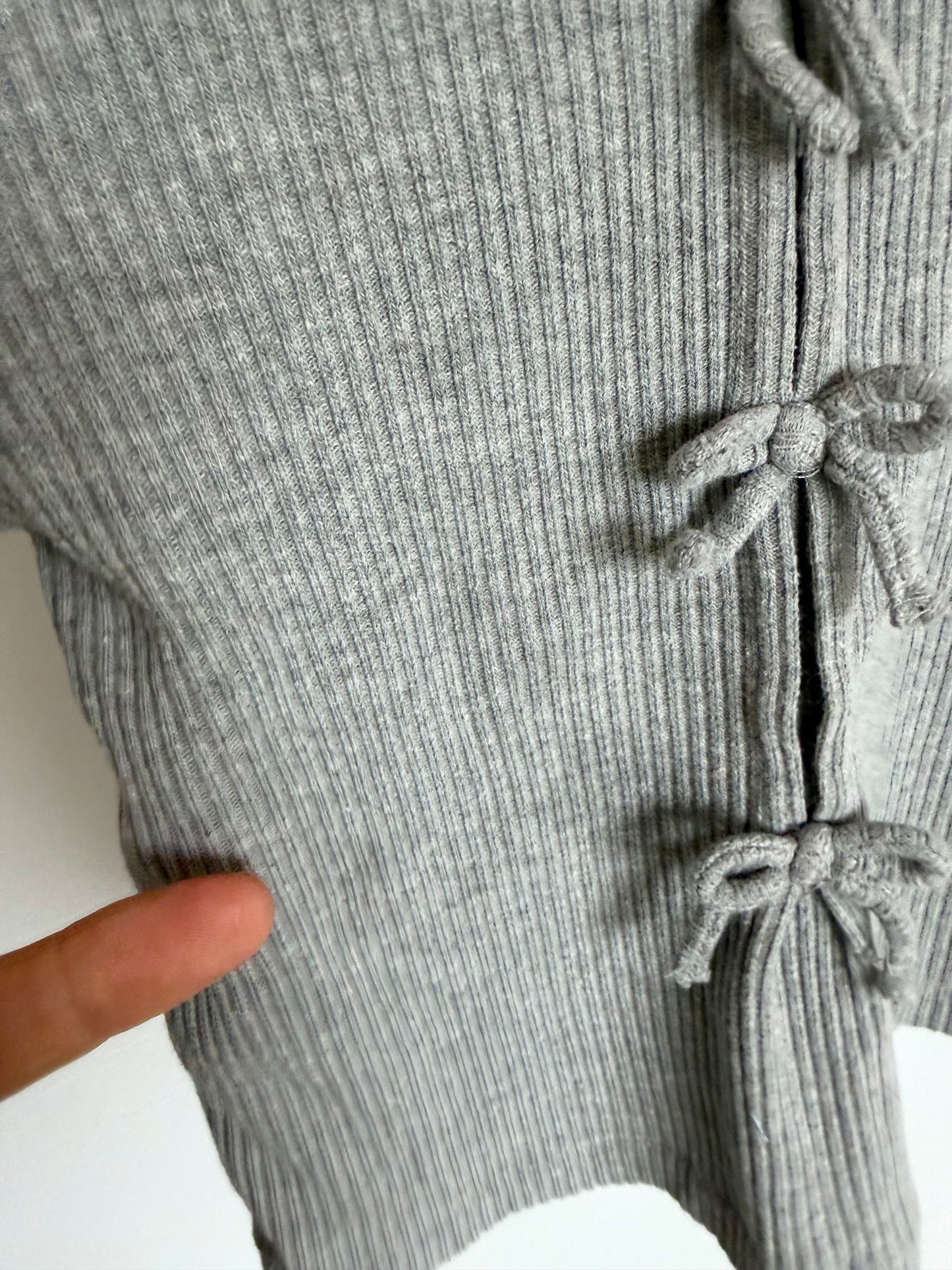 Grey Bow Ribbed Top (PLAY) / 18m
