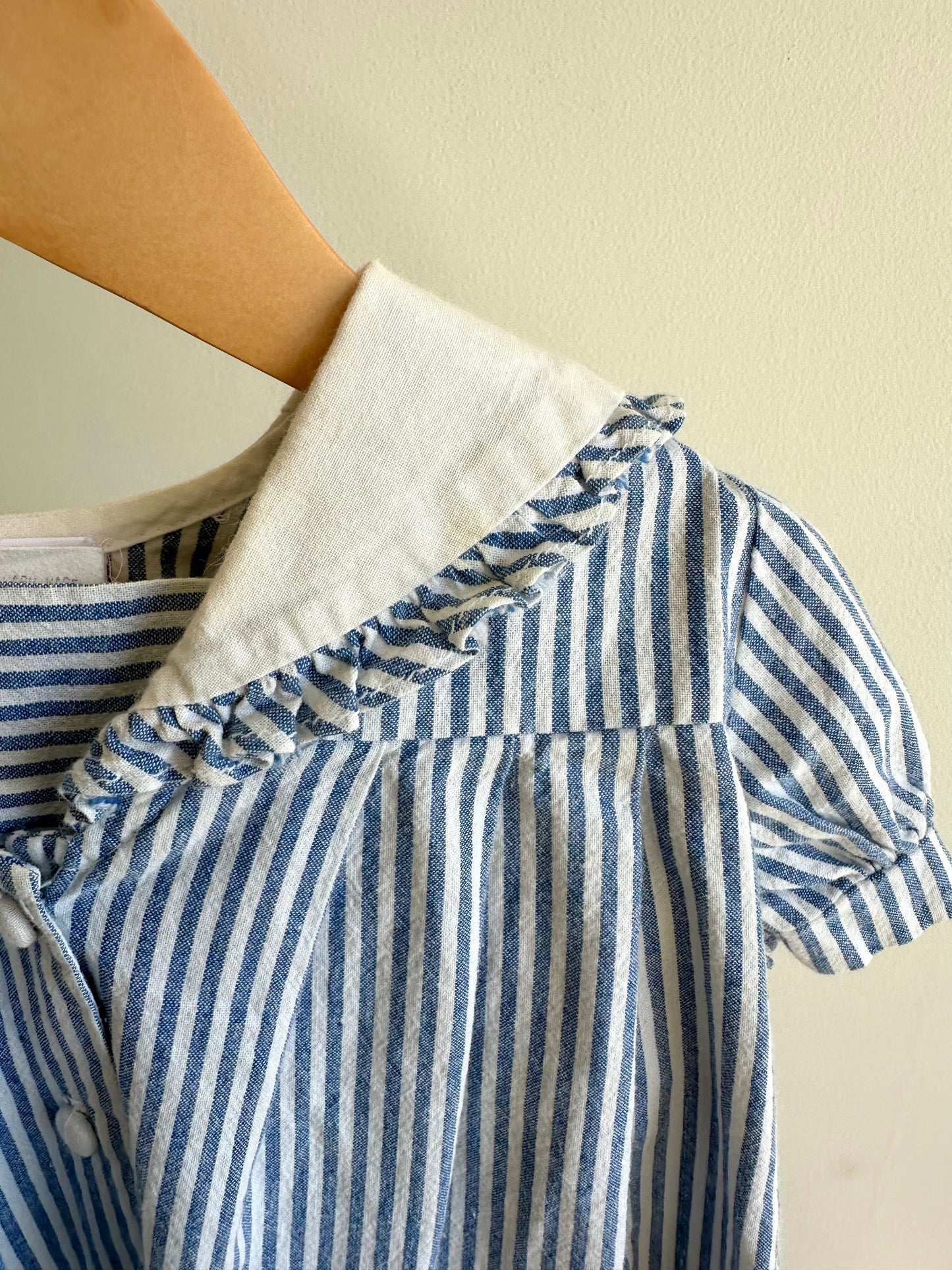Vintage Blue Vertical Stripe Dress / 18m