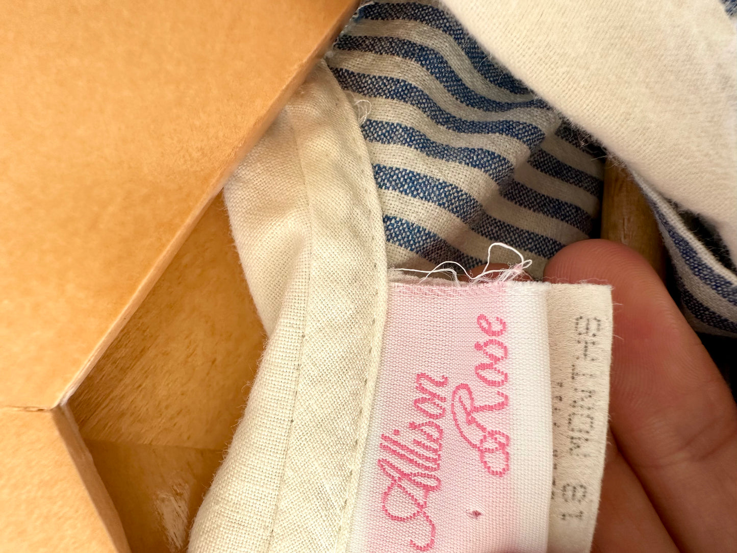 Vintage Blue Vertical Stripe Dress / 18m