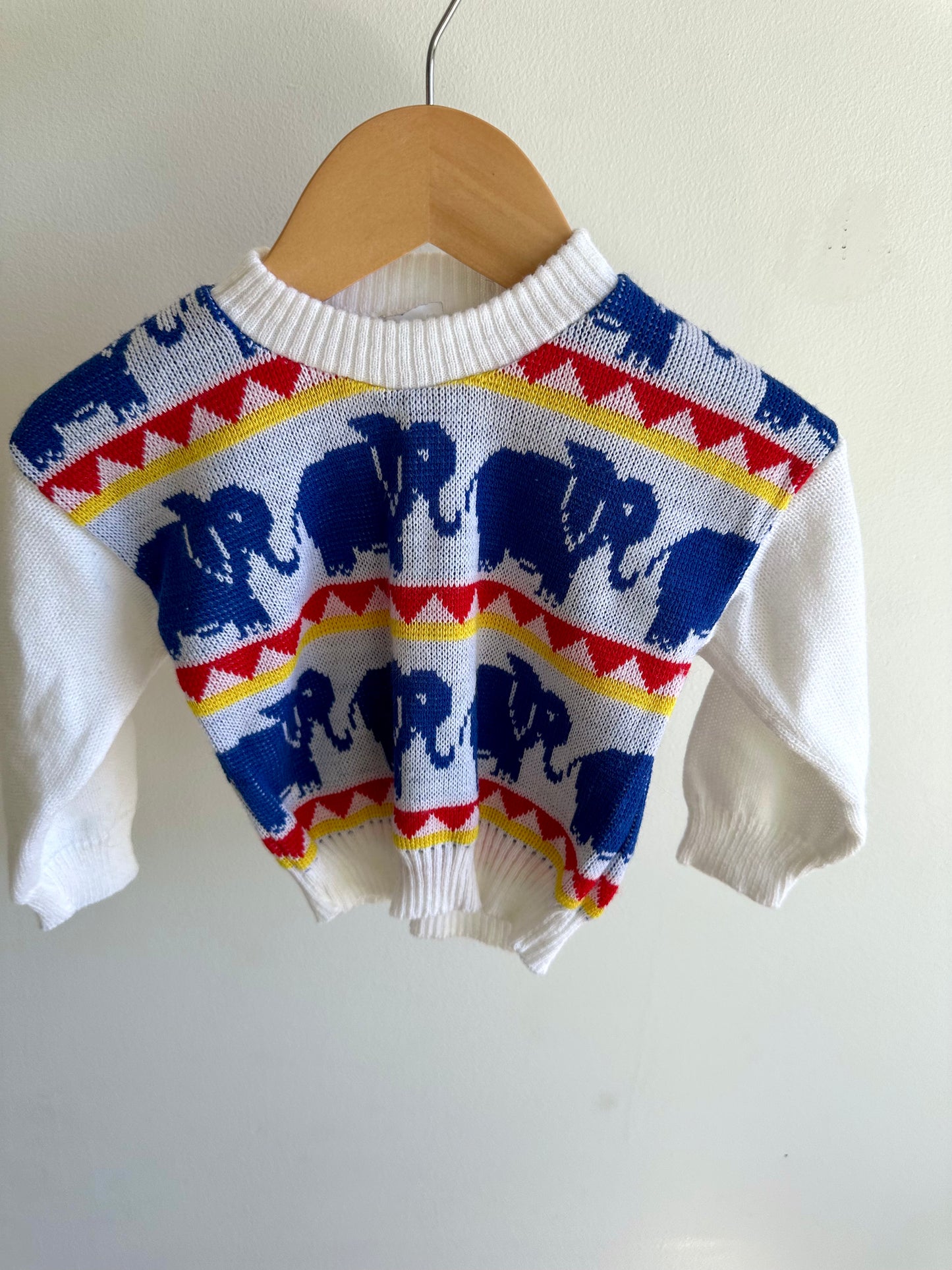 Vintage Elephant Knit Sweater / 12m