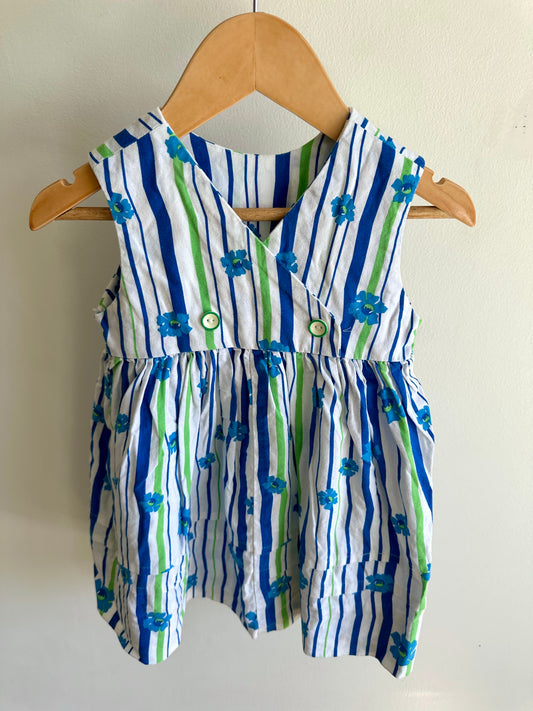 Striped Floral Sleeveless Dress / 18-24m