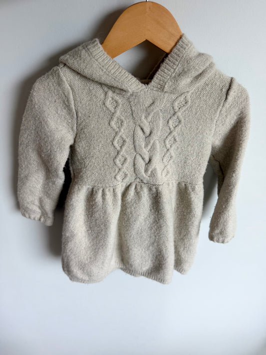 Hood Cream Long Sleeve Dress / 24m