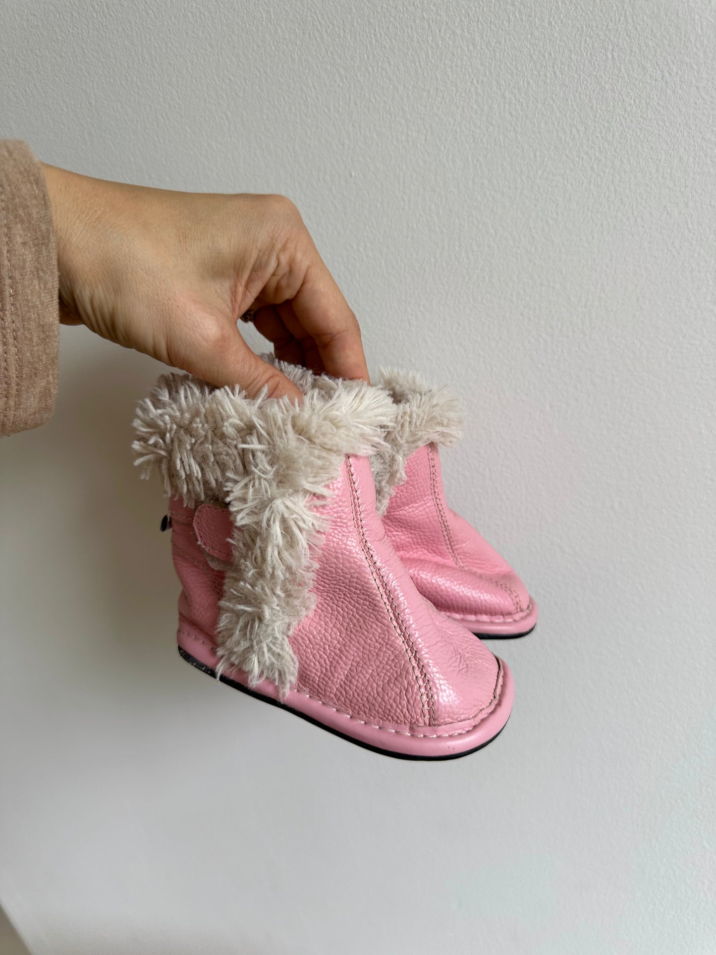 Pink Velcro Boots / 6-12m