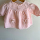 Pink Knit Bonnet, Sweater + Pants Set / 6-9m