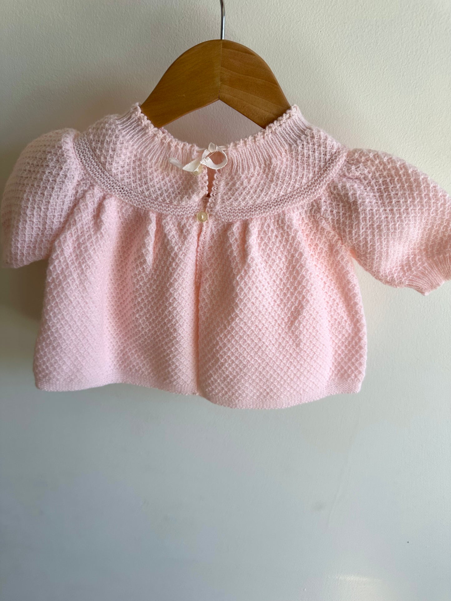 Pink Knit Bonnet, Sweater + Pants Set / 6-9m