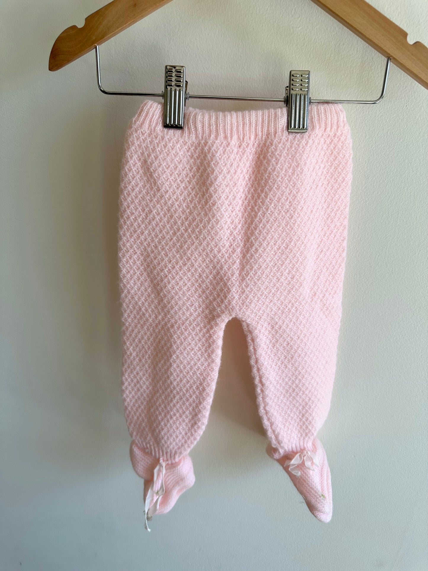 Pink Knit Bonnet, Sweater + Pants Set / 6-9m
