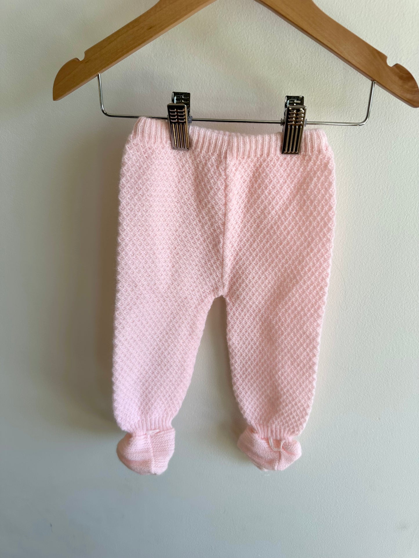 Pink Knit Bonnet, Sweater + Pants Set / 6-9m