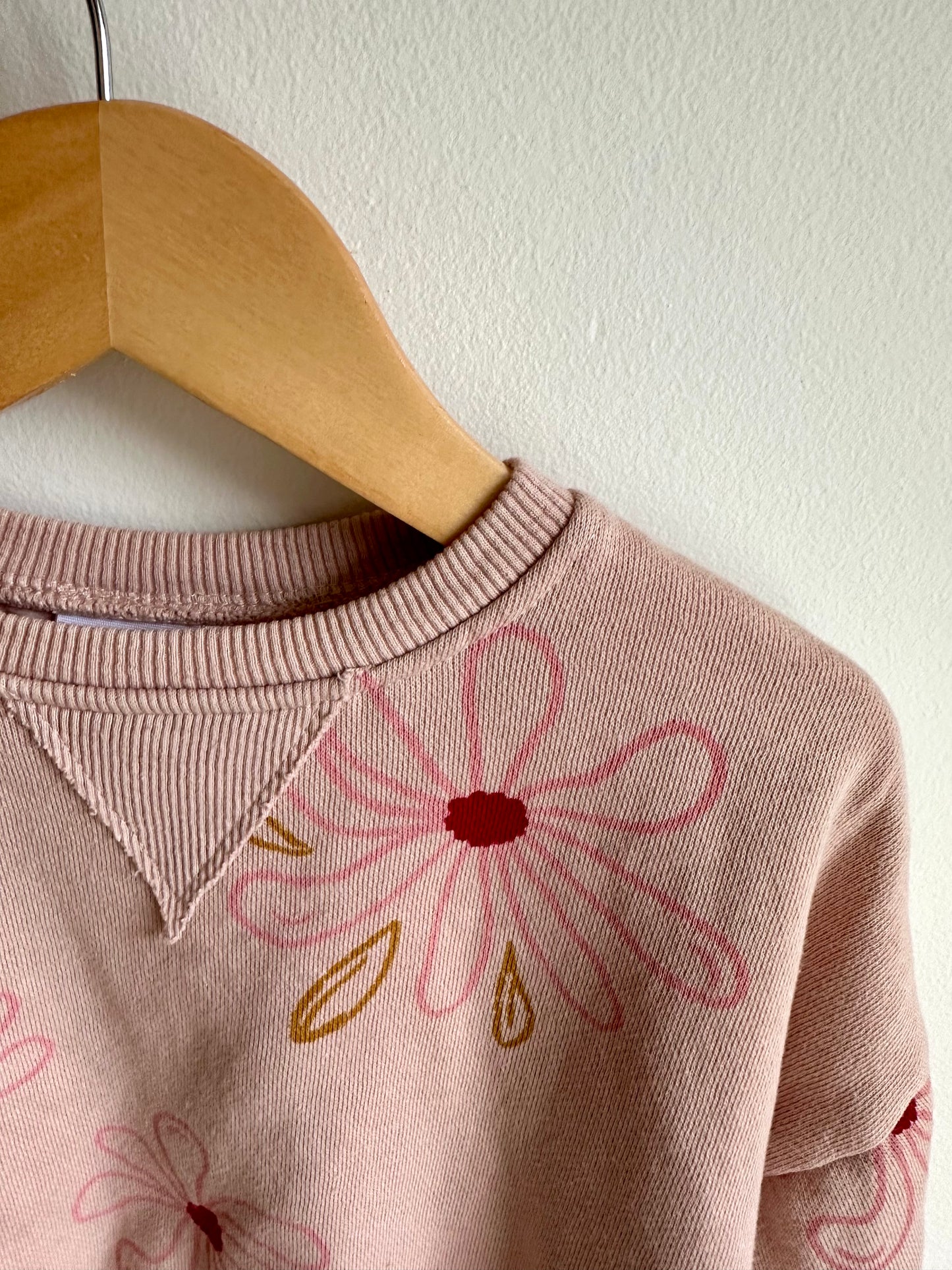 Pink Floral Crew Neck Sweater / 4-5T