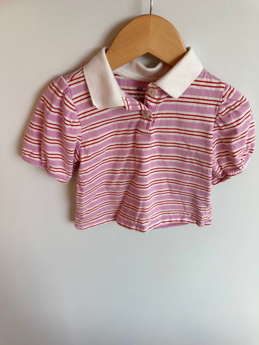 Striped Collared Cropped Shirt / 2-3T