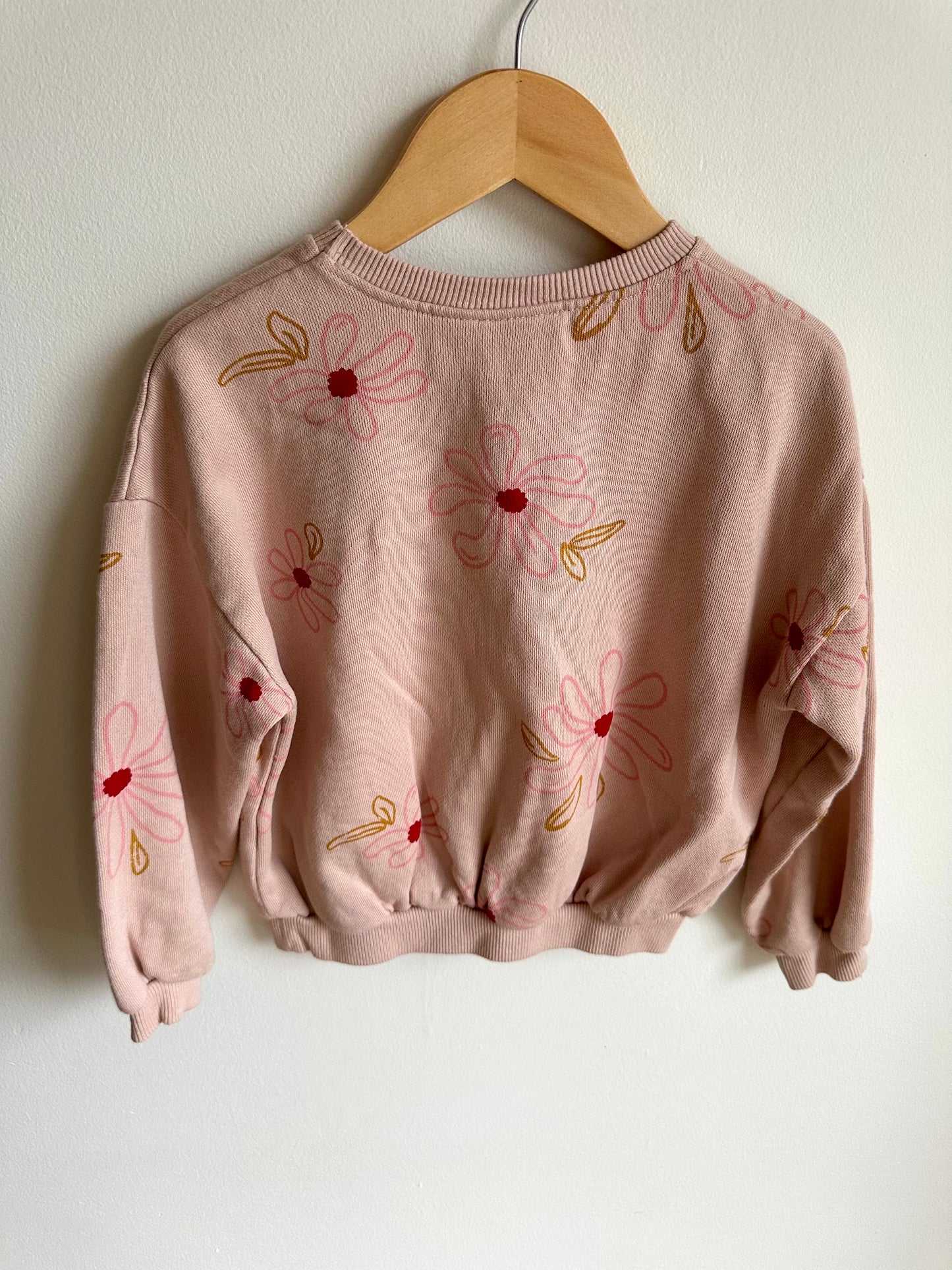 Pink Floral Crew Neck Sweater / 4-5T