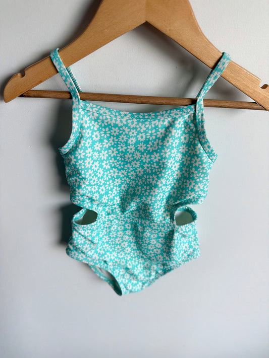 Turquoise Floral Swimsuit / 2T