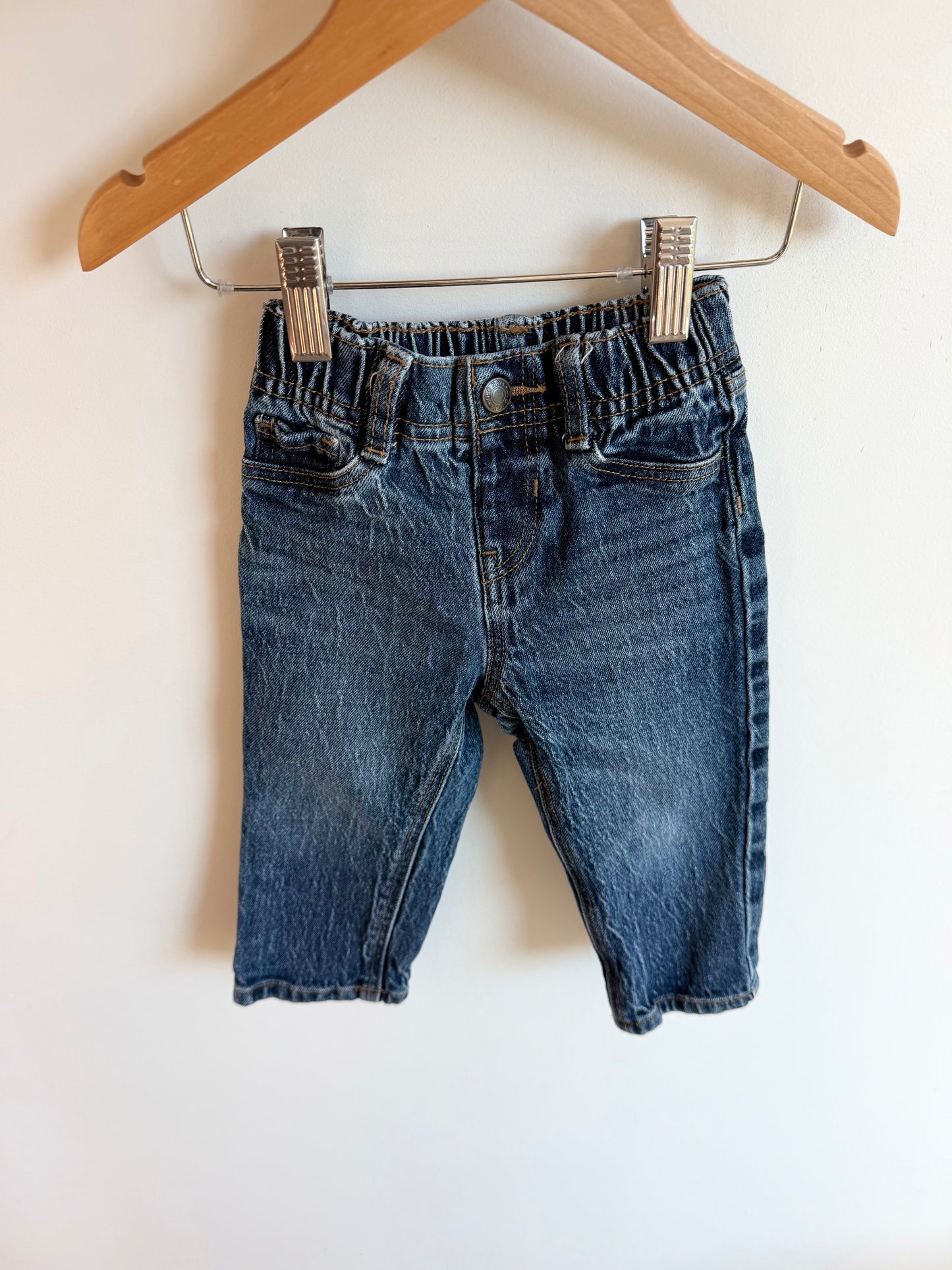 Blue Denim Stretchy Waist Jeans / 12-18m
