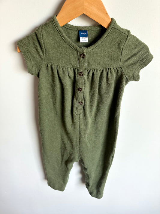 Green Shortsleeve Jumpsuit / 12-18m