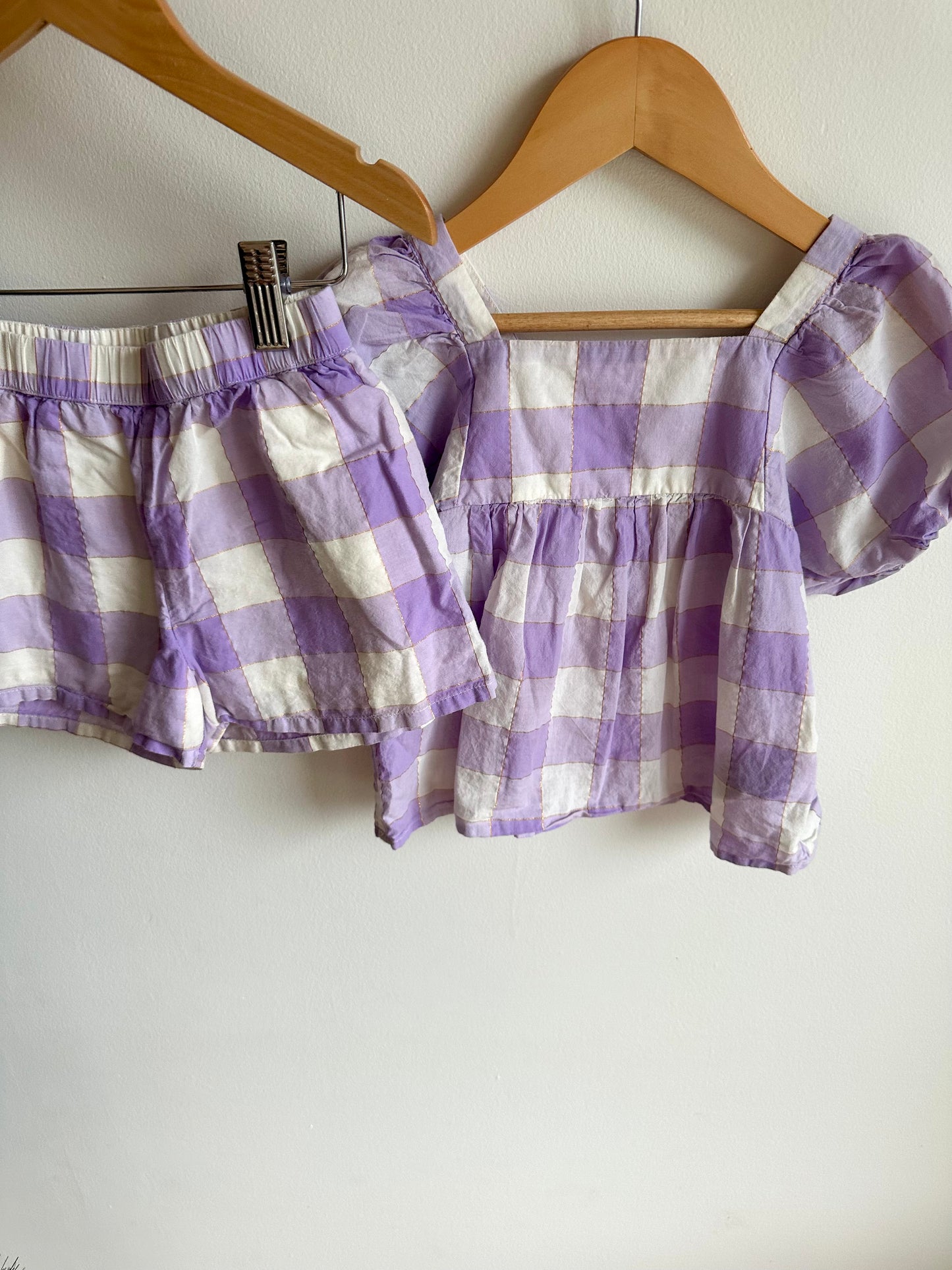 Purple Checkered Top + Shorts Set / 4 years