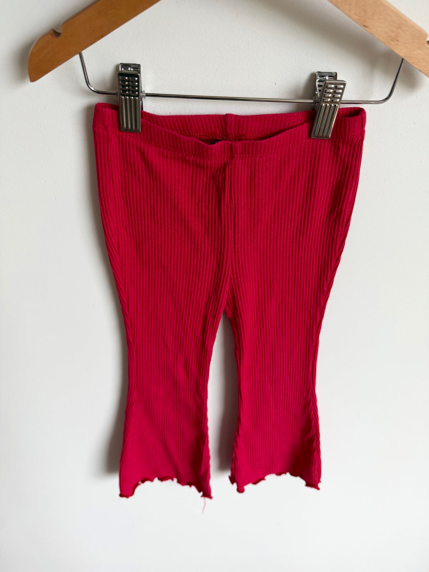 Red Flared Ribbed Pants / 2T