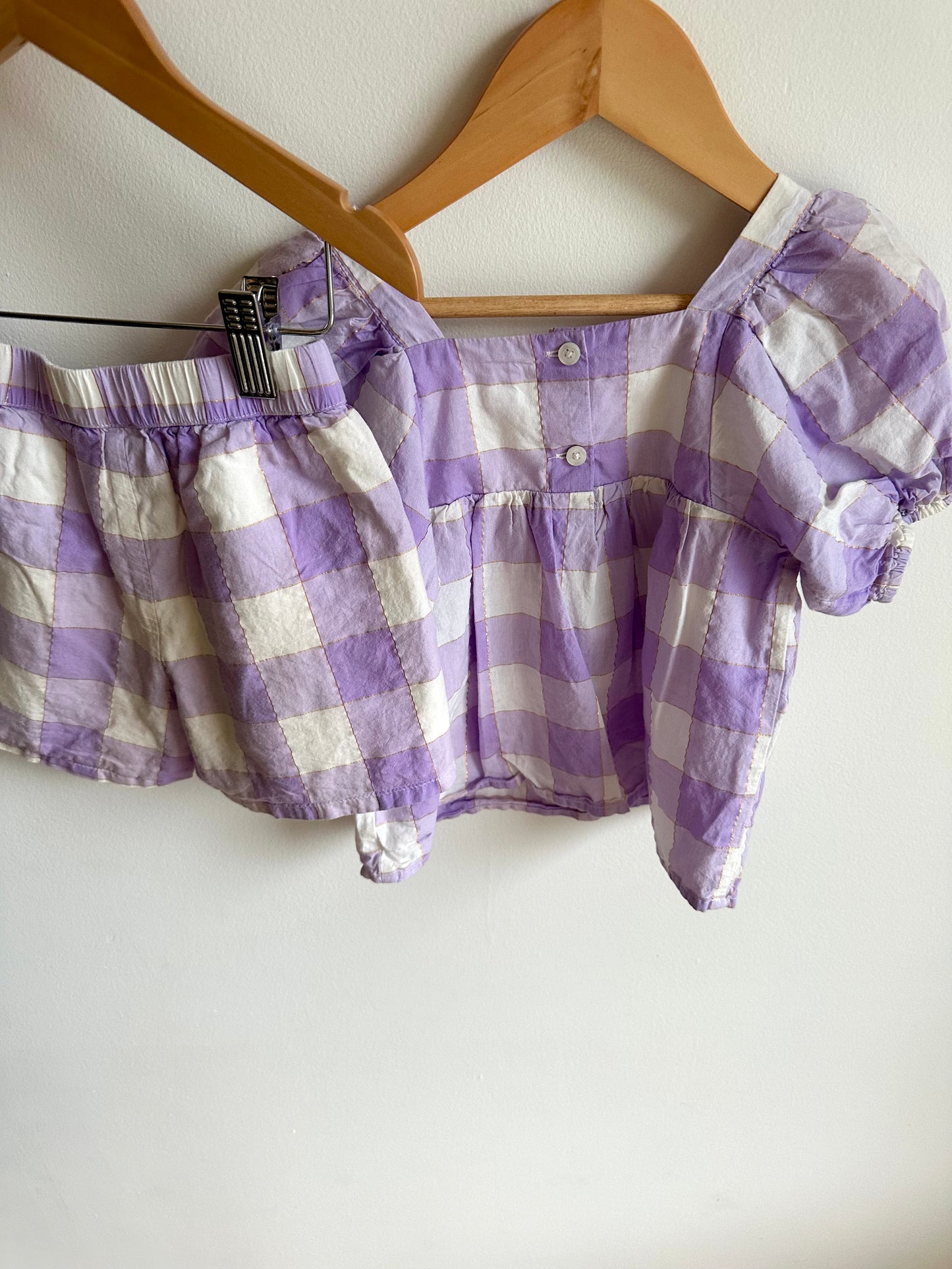 Purple Checkered Top + Shorts Set / 4 years