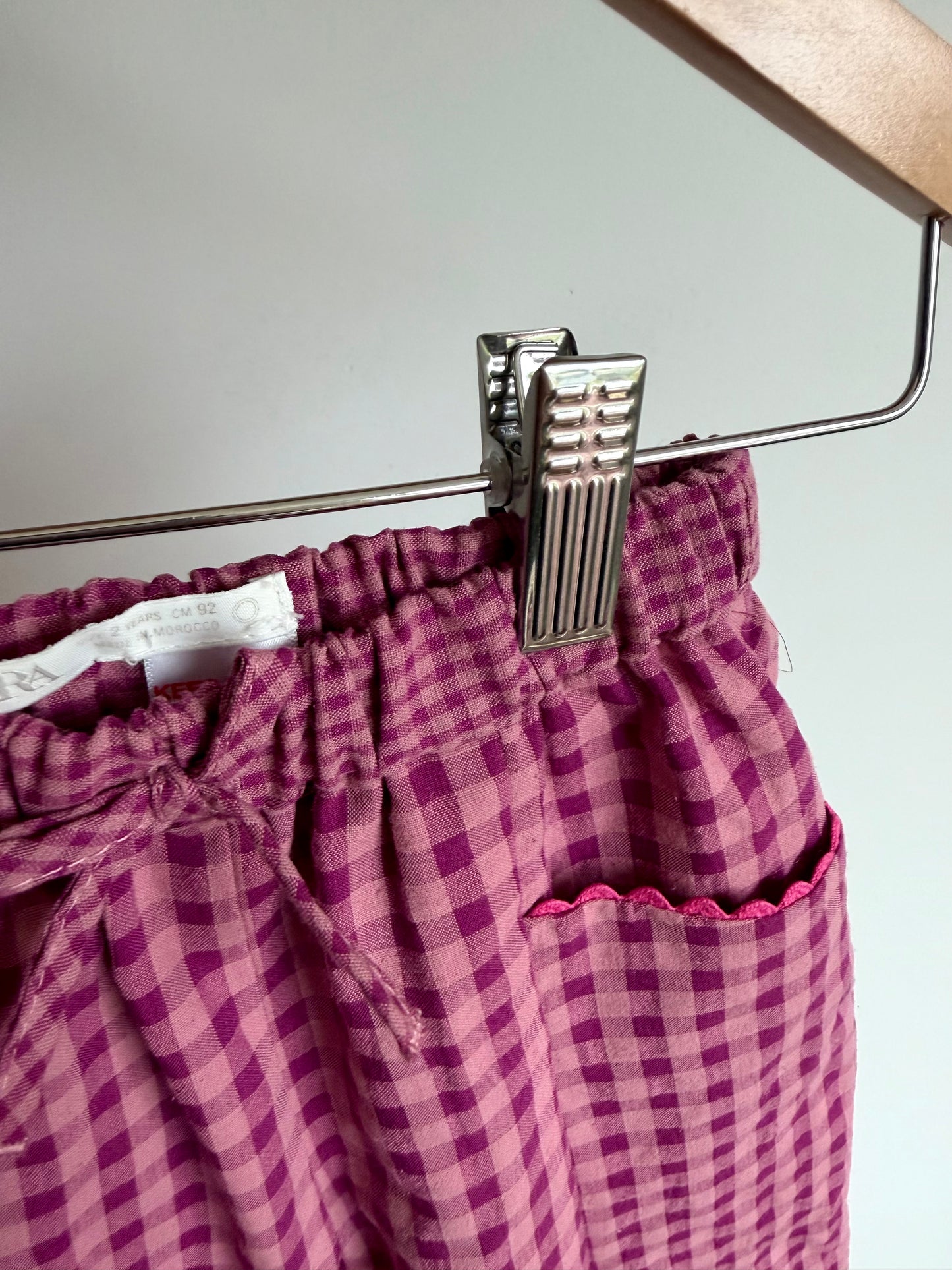 Checkered Purple Wide Leg Pants / 2T