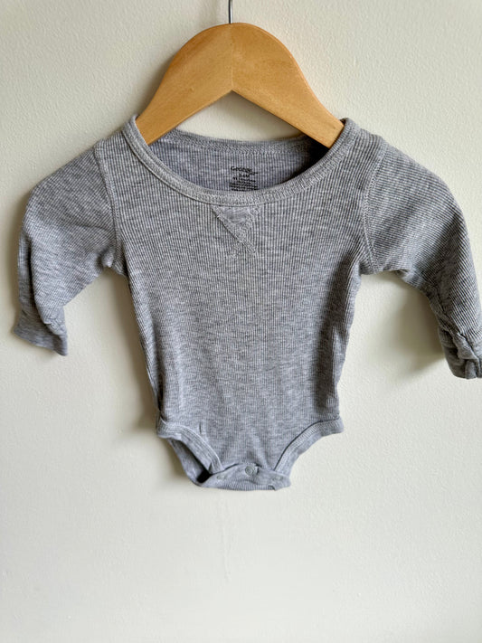 Grey Ribbed Bodysuit / 3-6m