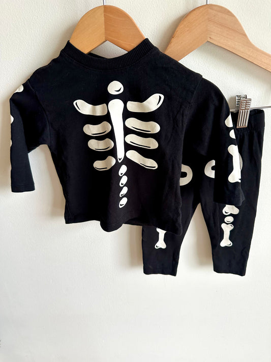 H&M Skeleton Top + Bottoms Set / 4-6m