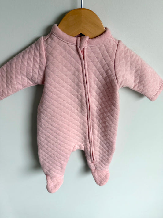 Pink Quilted Sleeper or Light Bunting Suit / 0-3m