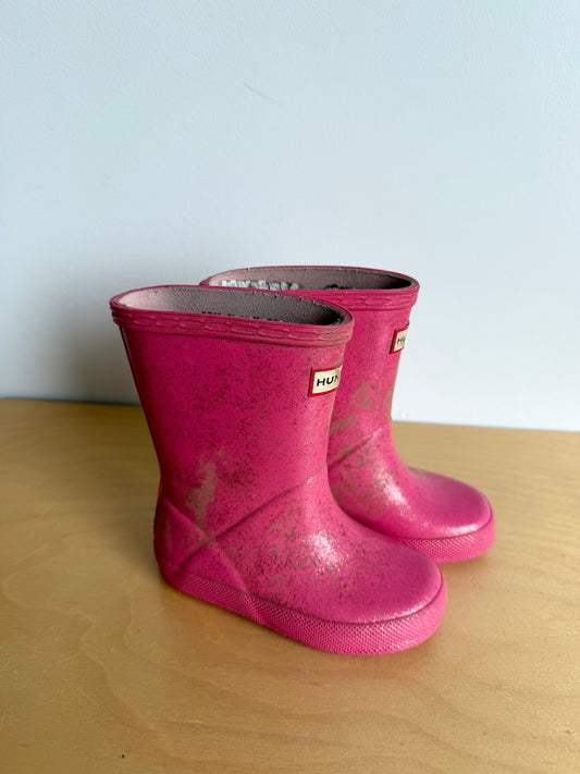 Hunter Pink Sparkly Boots / Size 6 toddler