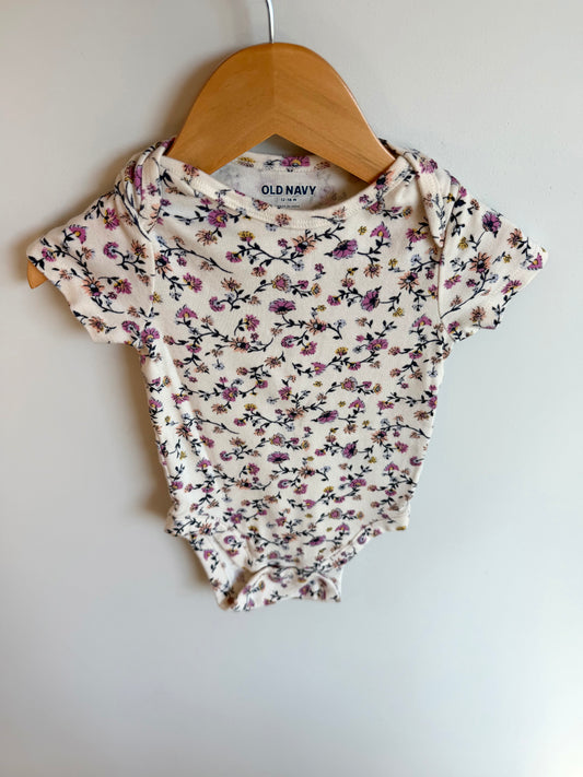 Short Sleeve Floral Bodysuit / 12-18m