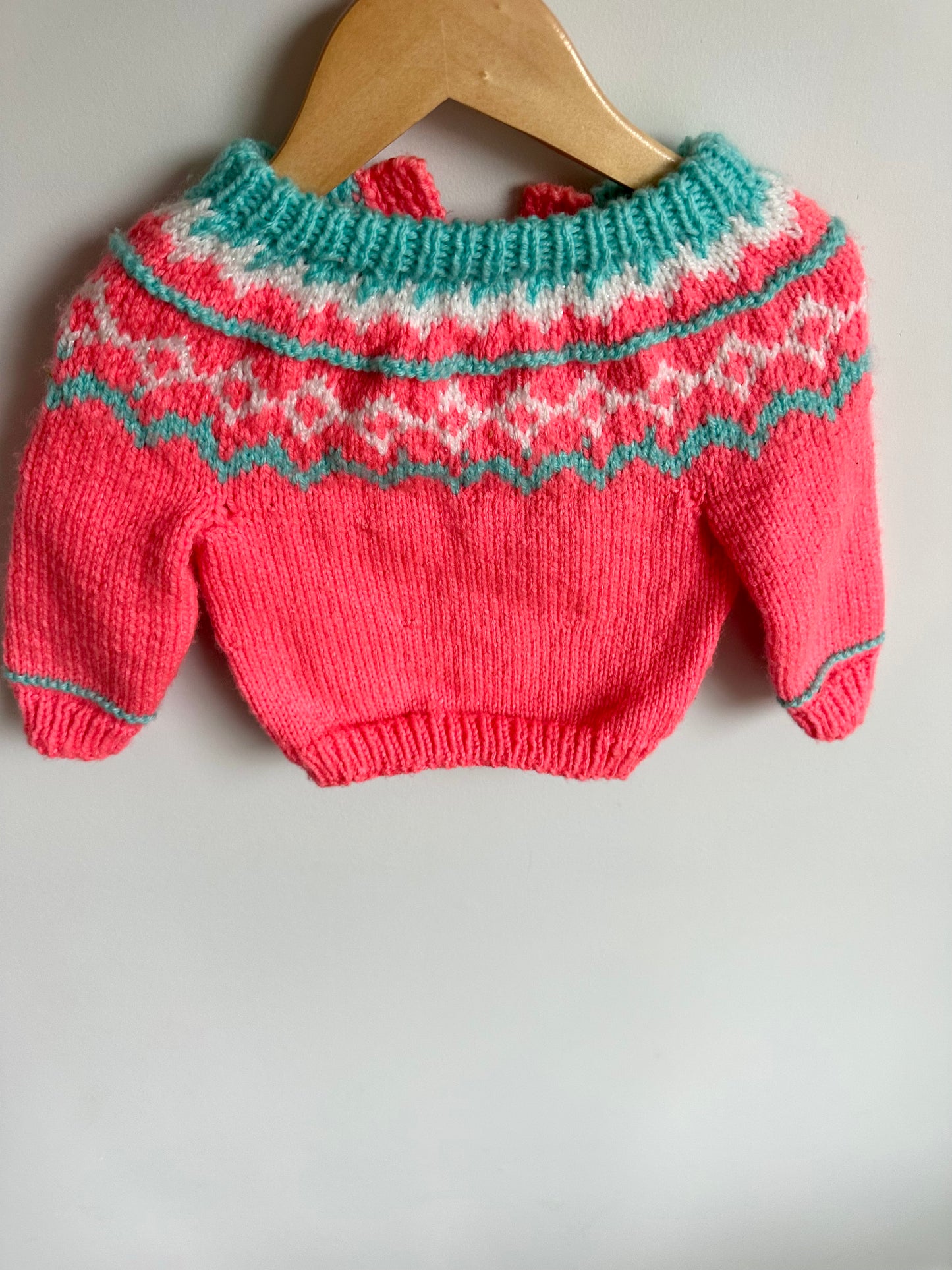 Handmade Knit Pink Sweater + Hat (PLAY) / 18-24m?