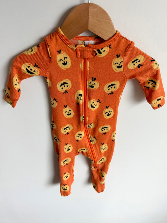 Orange Pumpkin Pattern Sleeper / 0-3m