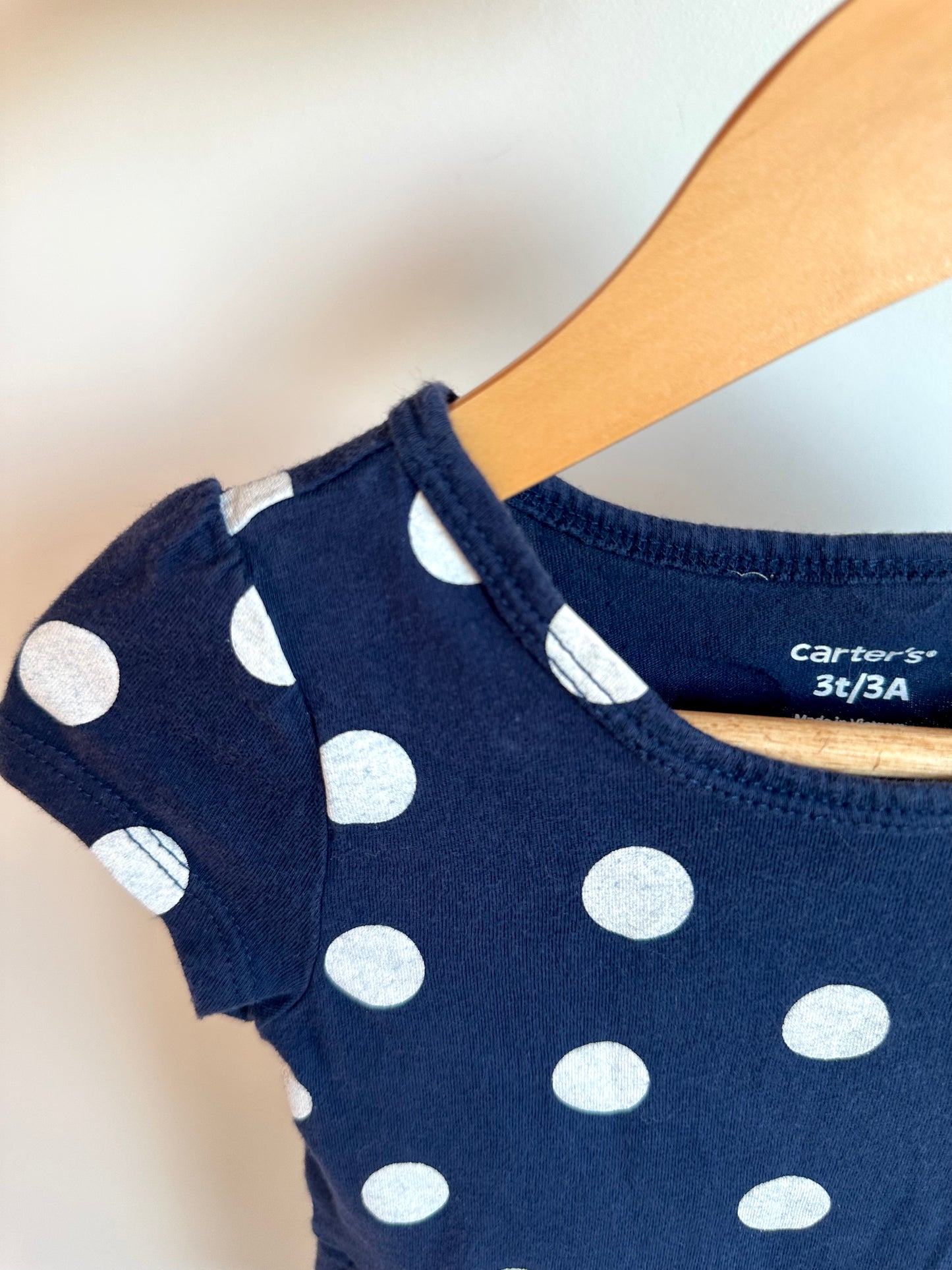 Polka Dot Navy Dress / 3T