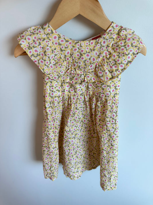 Yellow Ruffle Floral Dress / 2T